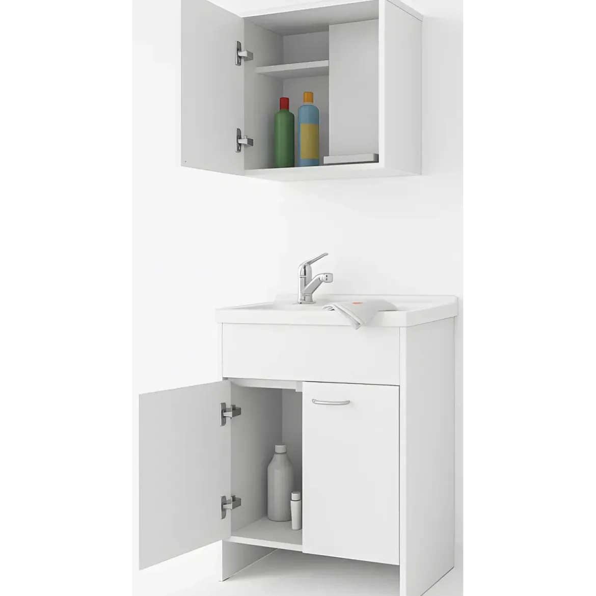 Mobile Lavatoio 60x50x85 cm con Pensile 60x34x52 cm 2 Ante