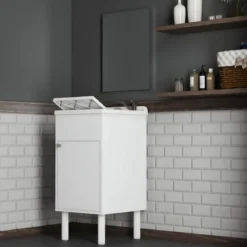 Mobile Lavatoio 45x50x85 cm con Specchio 45x60x5 cm Bianco