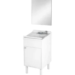 Mobile Lavatoio 45x50x85 cm con Specchio 45x60x5 cm Bianco