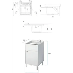 Mobile Lavatoio 45x50x85 cm con Specchio 45x60x5 cm Bianco