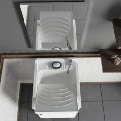 Mobile Lavatoio 45x50x85 cm con Specchio 45x60x5 cm Bianco