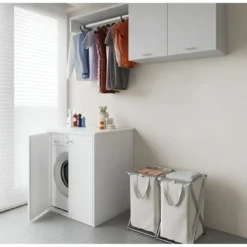 Mobile Lavatrice Asciugatrice in Resina Pvc Coprilavatrice da Bagno
