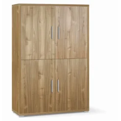 Mobile Legno Credenza 4 Ante Noce Ripiani Armadio da Ufficio Soggiorno