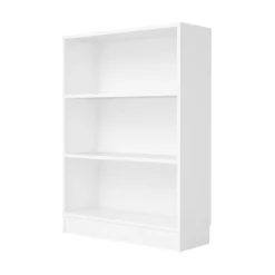 Mobile Libreria 80 Bianca Bassa 3 Ripiani Legno Moderna Cameretta Design Studio