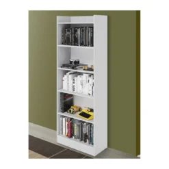 Mobile Libreria Bianco Frassino 5 Ripiani a Giorno da Ufficio Scaffale Bambini
