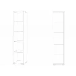 Mobile Libreria Colonna 180 Noce 5 Ripiani Giorno Stretta Studio Legno