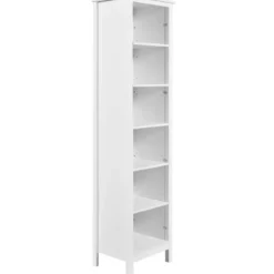 Mobile Libreria Soggiorno Camera Alta in Legno MDF Bianco 6 Ripiani