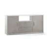 Mobile Madia 2 Ante 2 Cassetti Bianco e Cemento Contenitore Buffet Credenza