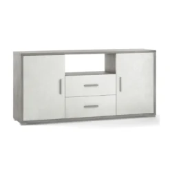 Mobile Madia 2 Ante 2 Cassetti Grigio Ossido Contenitore Buffet Credenza PortaTv