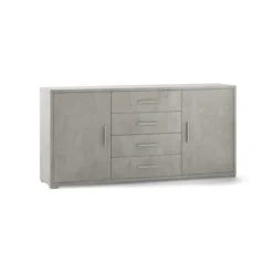 Mobile Madia 2 Ante 4 Cassetti Grigio Contenitore Buffet Credenza Tv Soggiorno