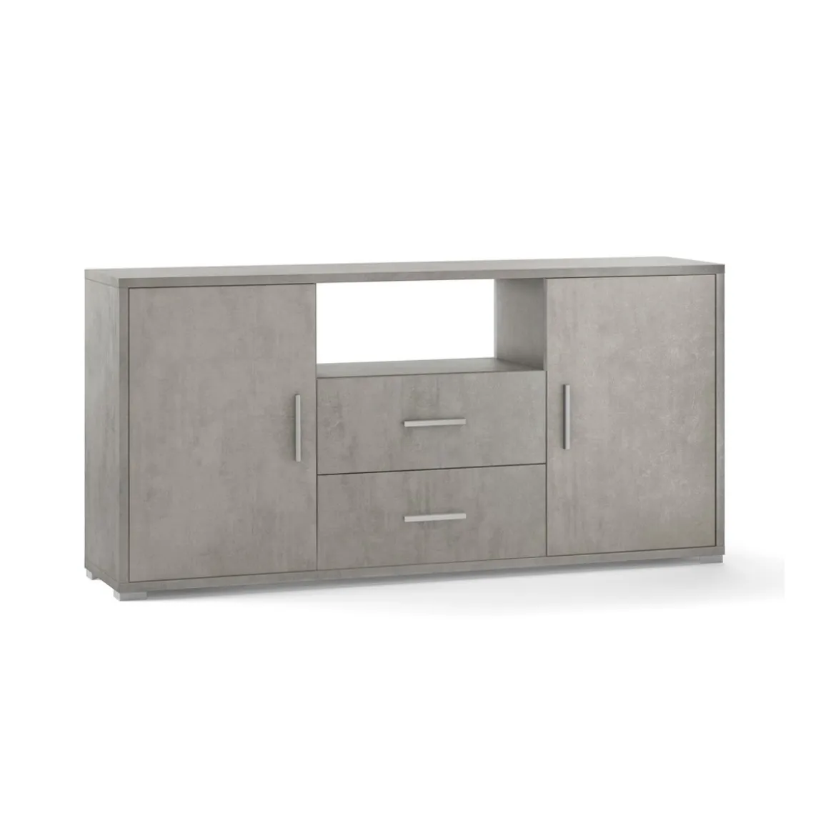 Mobile Madia 2 Ante 2 Cassetti Grigio Contenitore Buffet Credenza Tv Soggiorno