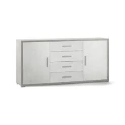 Mobile Madia 2 Ante 4 Cassetti Ossido Grigio Contenitore Buffet Credenza PortaTv