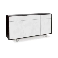 Mobile Madia 3 Ante 3 Cassetti Ossido Nero Bianco Soggiorno Credenza