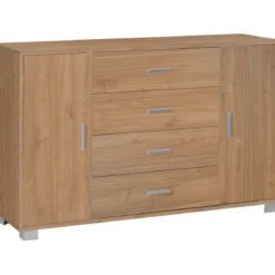 Mobile Madia Noce Credenza 2 Ante 4 Cassetti Contenitore Salotto Ufficio