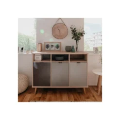Mobile 120 Madia Rovere 3 Ante Grigio Rovere Porta Tv Buffet Credenza da Salotto