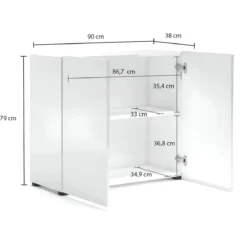 Mobile Madia 90x38x79 cm con 2 Ante e Ripiano