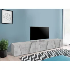 Mobile Moderno Cemento 240 Basso Porta TV Soggiorno Anta Battente Credenza