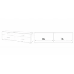 Mobile Moderno 180 Noce Nero TV 4 Cassetti Credenza Cassettiera in Legno
