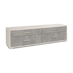 Mobile Moderno Porta TV 180 4 Cassetti Ossido Bianco Cemento da Soggiorno Basso