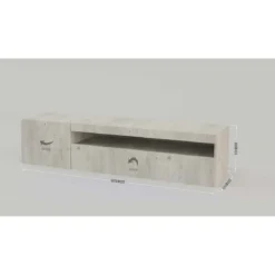 Mobile Moderno Porta TV Cemento 150 Basso Soggiorno con Anta Ribalta Legno