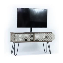 Mobile Moderno Porta TV Noce Nero Industrial da Soggiorno Basso Design in Legno