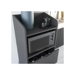 Mobile Multiuso da Cucina per Forno Microonde in Legno con Cassetti Antracite