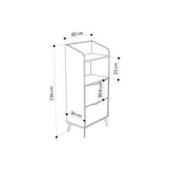 Mobile Multiuso da Cucina per Forno Microonde in Legno con Cassetti Antracite