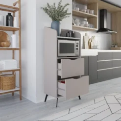 Mobile Multiuso da Cucina per Forno Microonde in Legno con Cassetti Mocha