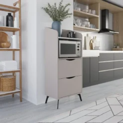 Mobile Multiuso da Cucina per Forno Microonde in Legno con Cassetti Mocha