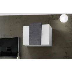 Mobile Pensile a Muro con 3 Ante Design Moderno Bianco lucido 90x38x65,5 cm