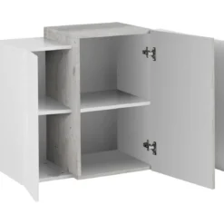 Mobile Pensile a Muro con 3 Ante Design Moderno Bianco lucido 90x38x65,5 cm