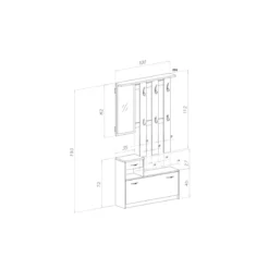 Mobile per Ingresso Bianco e Grigio con Scarpiera e Specchio