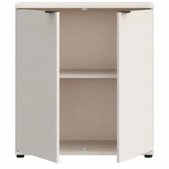 Mobile per Soggiorno Multiuso 2 Ante Beige Credenza Salvaspazio