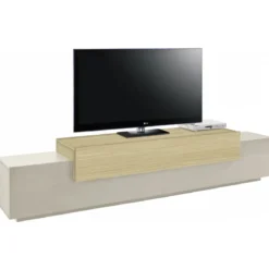 Mobile Porta Televisore da Appoggio Beige Rovere 3 Ante Ribalta Soggiorno