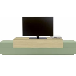 Mobile Porta Televisore Verde Salvia Rovere da Appoggio 3 Ante Ribalta