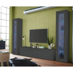 Mobile Porta TV Antracite Opaco Anta Ribalta da Soggiorno 180x30x40 cm