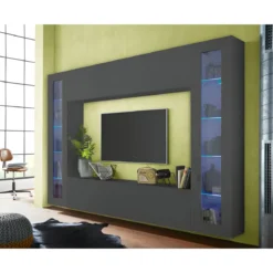 Mobile Porta TV Antracite Opaco Anta Ribalta da Soggiorno 180x30x40 cm