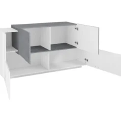 Mobile Porta TV Bianco Acero 160 cm Madia Bassa per Soggiorno