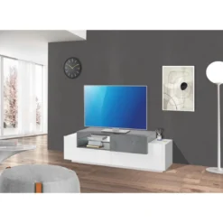 Mobile Porta TV Bianco Ardesia 160 cm Madia Bassa per Soggiorno
