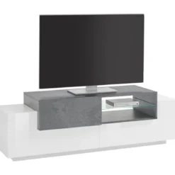 Mobile Porta TV Bianco Ardesia 160 cm Madia Bassa per Soggiorno