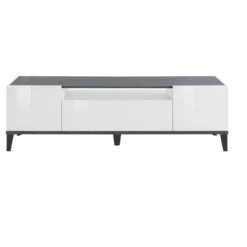 Mobile Porta TV Bianco Laccato Ardesia 160 cm Madia Bassa per Soggiorno