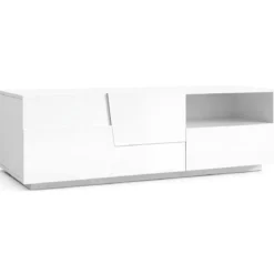 Mobile Porta TV Bianco Laccato 2 Ante con Cassetto e Vano a Giorno