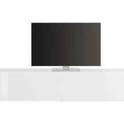 Mobile Porta TV Bianco Lucido con 1 Anta 180 cm Madia Bassa per Soggiorno