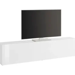 Mobile Porta TV Bianco Lucido con 1 Anta 180 cm Madia Bassa per Soggiorno