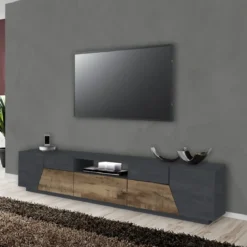 Mobile Porta TV 220 cm Report Acero Pereira 4 Ante Vano Cassetto Legno