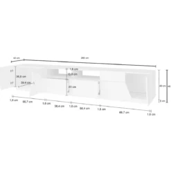 Mobile Porta TV 260 cm Report Acero Pereira 4 Ante 2 Cassetti Legno