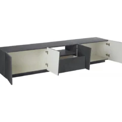 Mobile Porta TV con 4 Ante Madia Bassa Ardesia 220 cm per Soggiorno