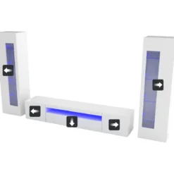 Mobile Porta TV da Soggiorno con 2 Vetrine Bianco Lucido 290 cm