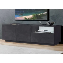 Mobile Porta TV Madia 150 cm Bassa con 2 Ante per Soggiorno Ardesia