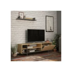 Mobile Porta Tv per Soggiorno Rovere Antracite 160x35x44 cm